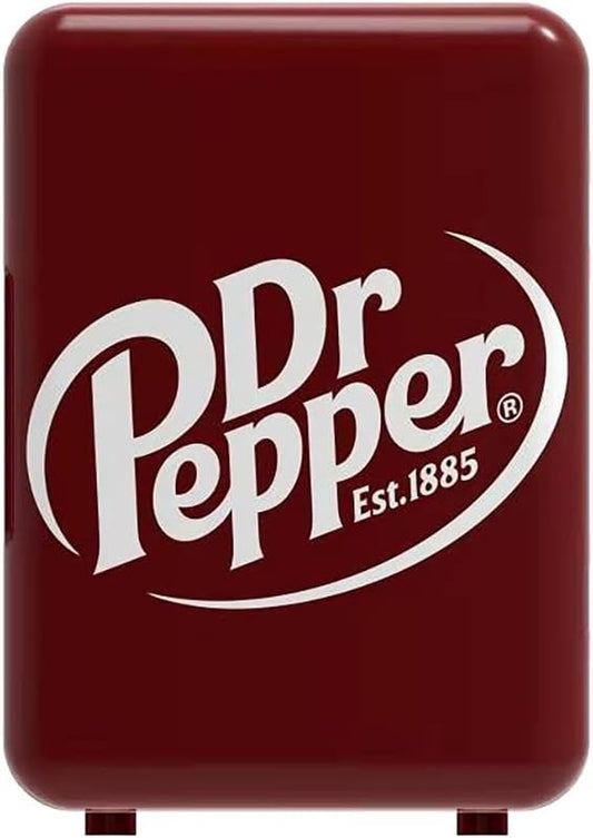 MIS135DRP DR. Pepper Mini Portable Compact Personal Fridge Cooler, 4 Liter Capacity, 6 Cans, Makeup, Skincare, Freon-Free & Eco Friendly, Maroon