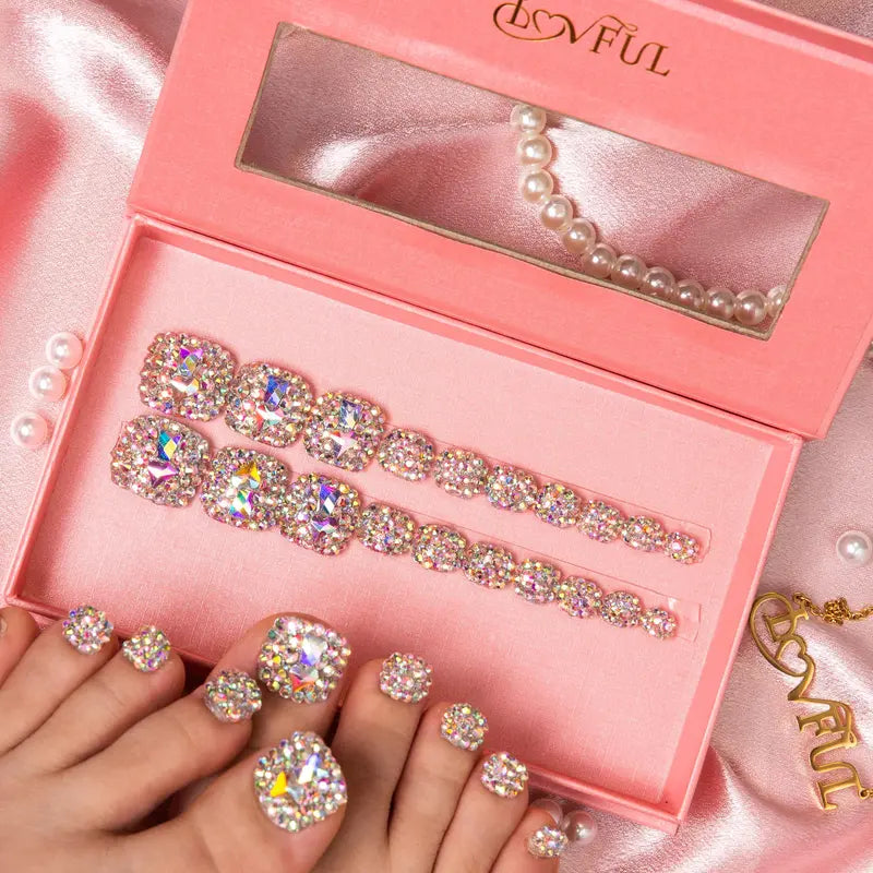 20PCS SIZE FREE Lovful Acrylictoes Handmade Press on Feet Nails Pedicure Acrylicnailtoes (RY)