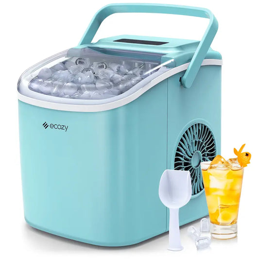 Ice Maker, Ecozy Portable Ice Maker, 26Lb, Cube Ice 9 in 6Min, Self-Cleaning,Ice Bags/Standing Ice Scoop/Ice Basket Kitchen Utensils