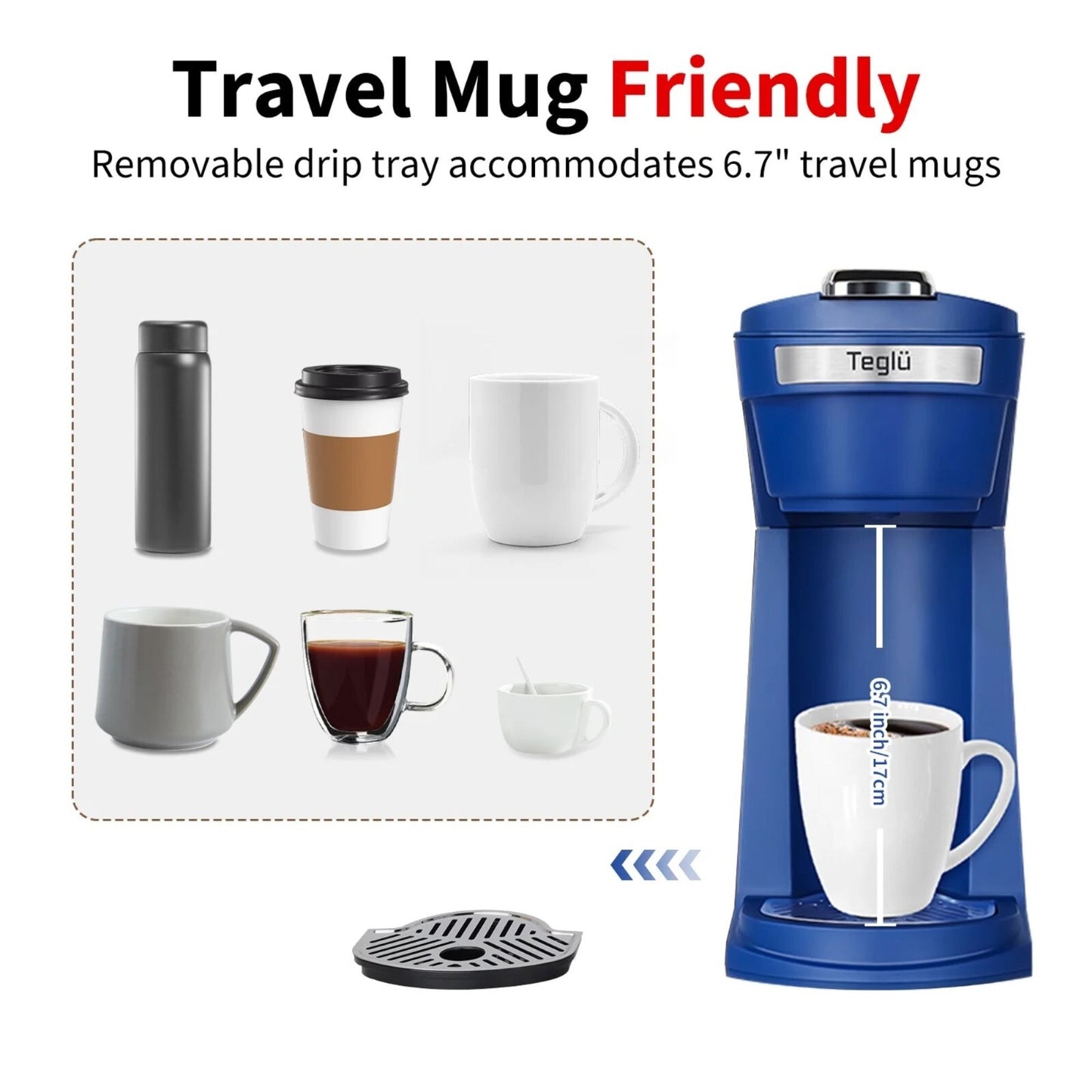 Brew Your Perfect Cup with the Mini K Cup Coffee Maker - Versatile Ground Coffee Machine in Stylish Blue