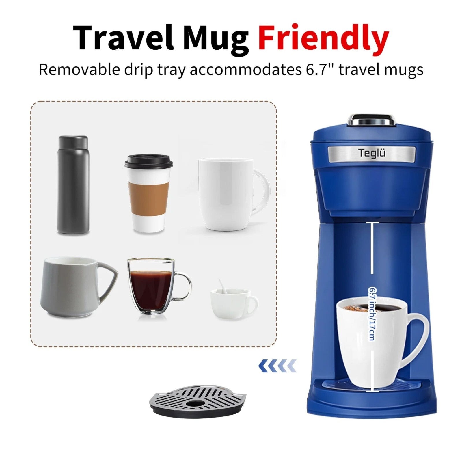 Brew Your Perfect Cup with the Mini K Cup Coffee Maker - Versatile Ground Coffee Machine in Stylish Blue