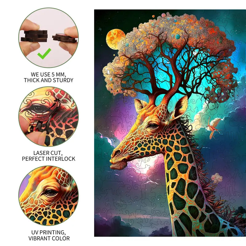 Snake Eye Mys Aurora Wooden Jigsaw Puzzle for Kids and Adults 200 500 Pcs Unique Shape Nice Box Packing Fun Challenging Brain Exercise Family Game Creative Gift for Friends Parents Grandparents Multicoloured
