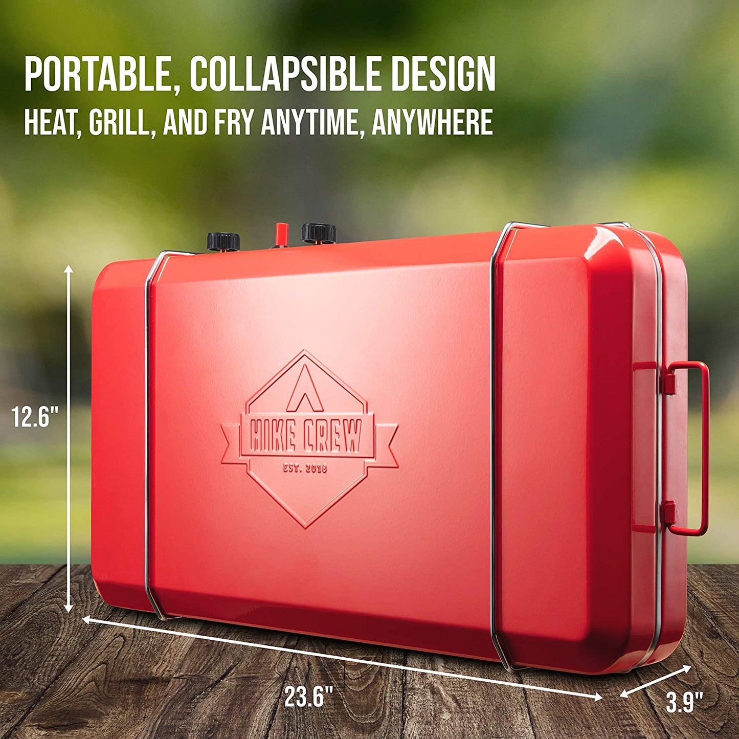 2-In-1 Gas Camping Stove | Portable Propane Grill/Stove Burner W/Integrated Igniter & Stainless Steel Drip Tray | Built-In Carrying Handle, Foldable Legs & Wind Panels | Includes Regulator