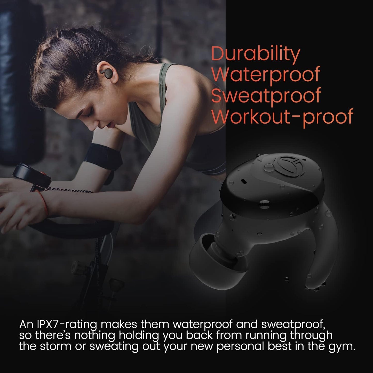 Wireless Sports Earbuds, [Lilt Series] Bluetooth 5.2 Ear Bud Headphone, Noise Isolation, Hear-Through, Gaming Mode, IPX7 Waterproof, ENC, Clear Calls, 24H with Charging Case, Black