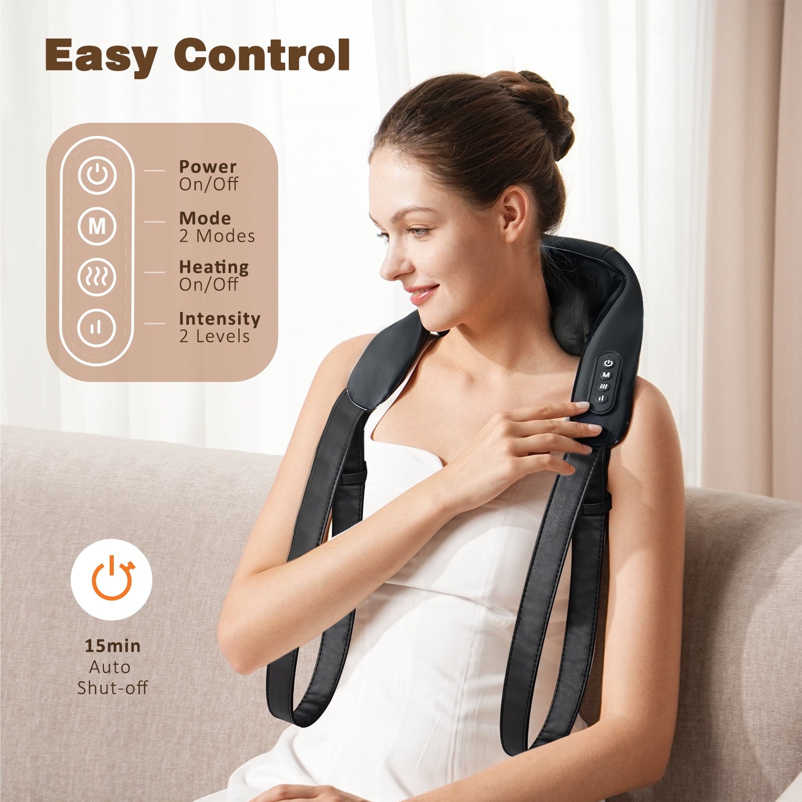 Neck Massager with Heat, Cordless Deep Tissue 4D Expert Kneading Massage for Home Use,, Shiatsu Neck and Shoulder Massage Pillow for Neck, Traps, Back and Leg Pain Relief, Gifts for Men Women Mo