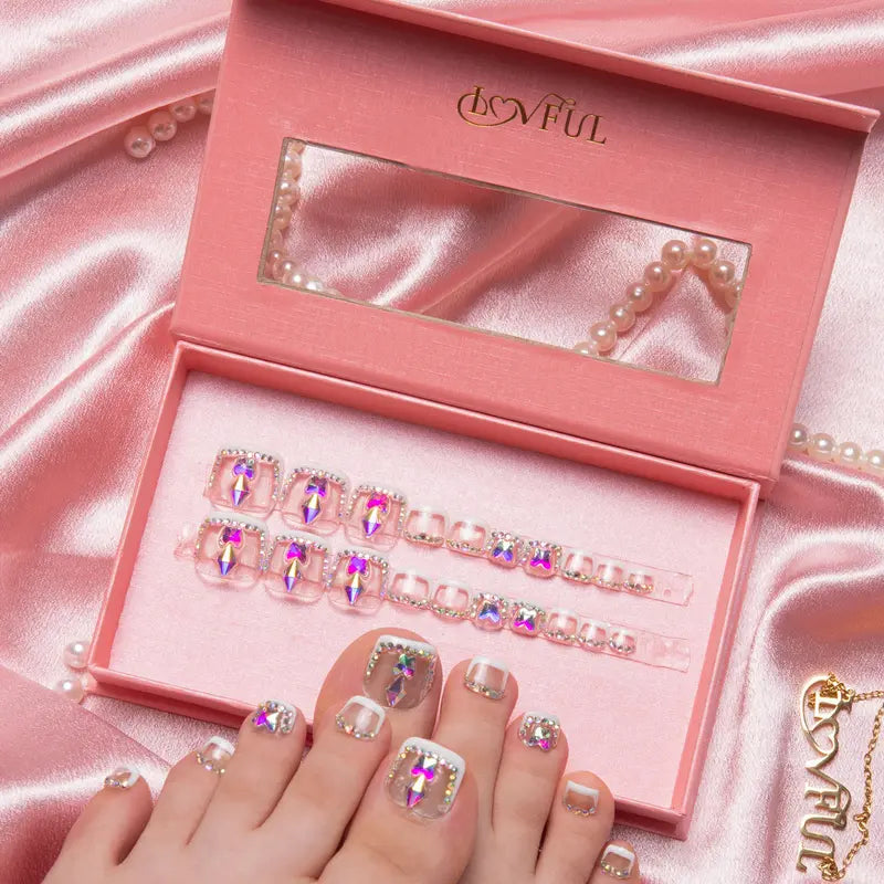 20PCS SIZE FREE Lovful Acrylictoes Handmade Press on Feet Nails Pedicure Acrylicnailtoes (RY)