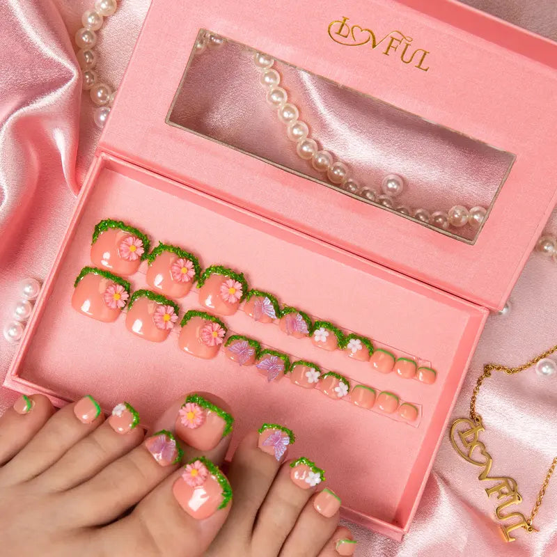 20PCS SIZE FREE Lovful Acrylictoes Handmade Press on Feet Nails Pedicure Acrylicnailtoes (RY)