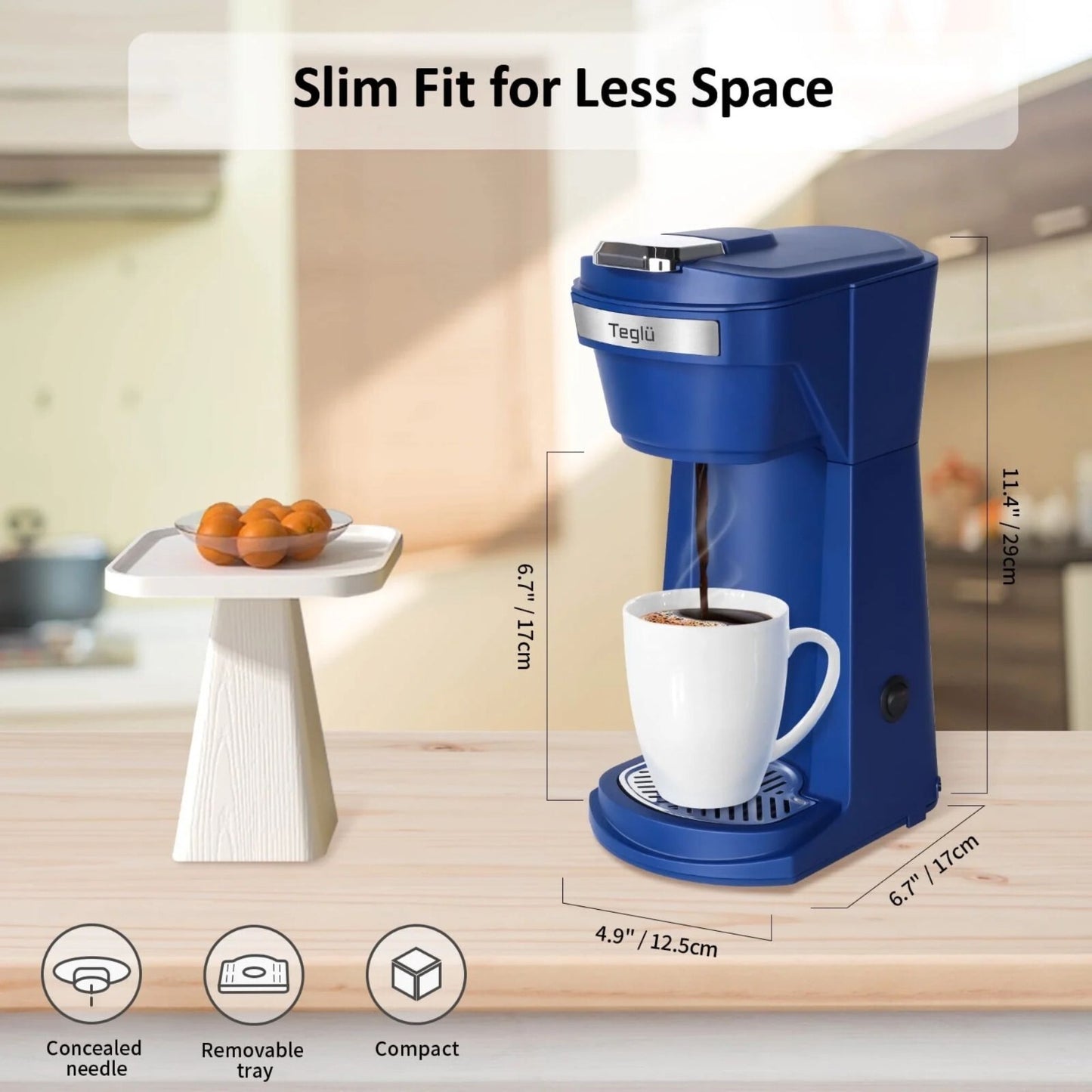 Brew Your Perfect Cup with the Mini K Cup Coffee Maker - Versatile Ground Coffee Machine in Stylish Blue