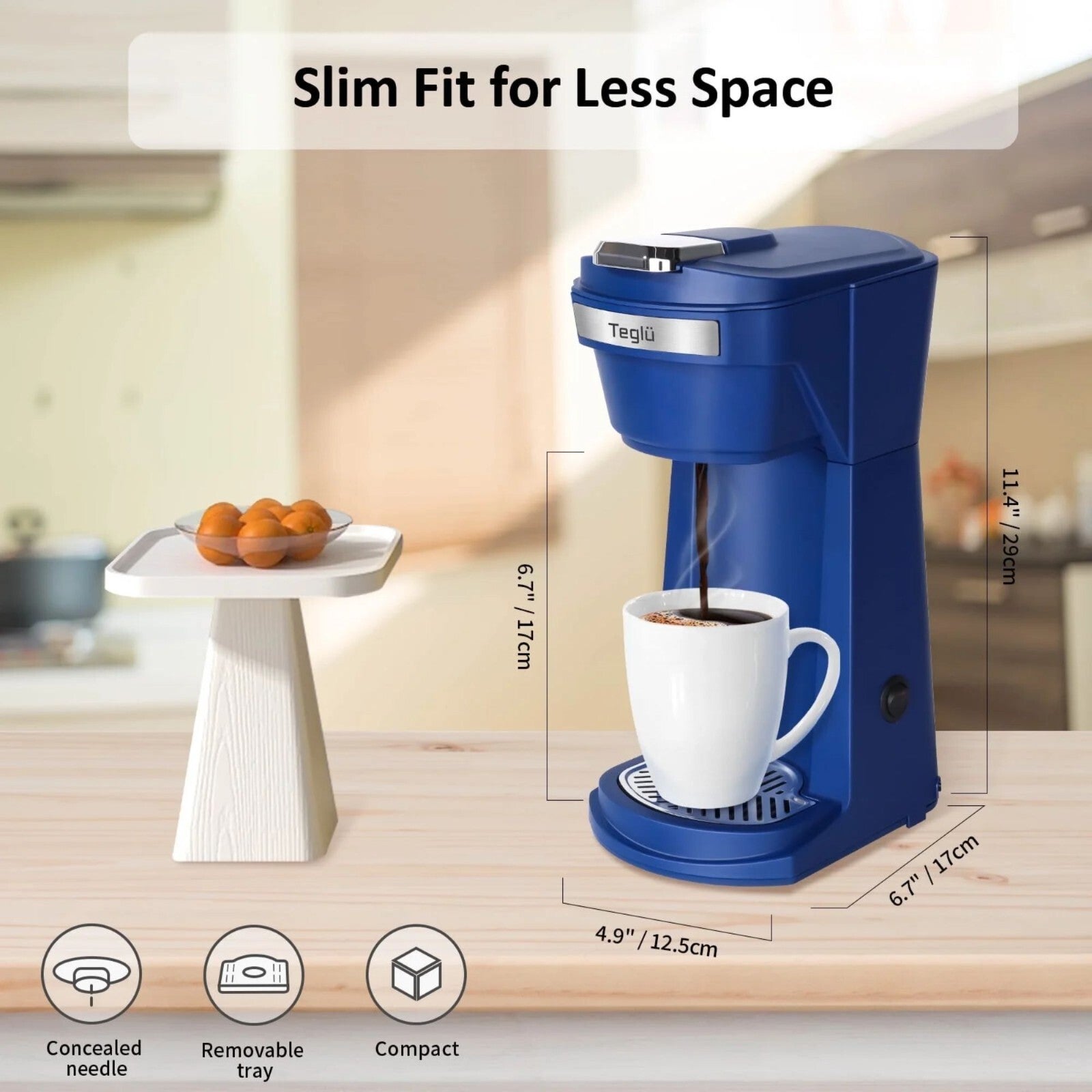 Brew Your Perfect Cup with the Mini K Cup Coffee Maker - Versatile Ground Coffee Machine in Stylish Blue