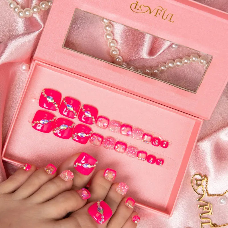 20PCS SIZE FREE Lovful Acrylictoes Handmade Press on Feet Nails Pedicure Acrylicnailtoes (RY)