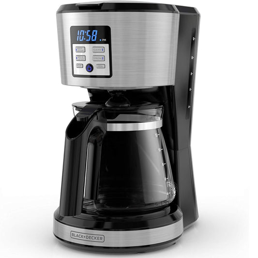 Experience Bold Flavor with the Programmable 12-Cup Coffee Maker Featuring Exclusive Vortex Technology in Sleek Silver