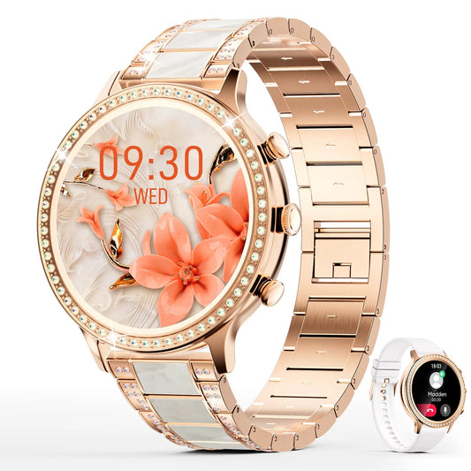 Shine Bright with Our Stylish Gold Smart Watch for Women – Stay Connected with Calls, Texts, and Camera! Perfect for Android Lovers! 💖📱✨