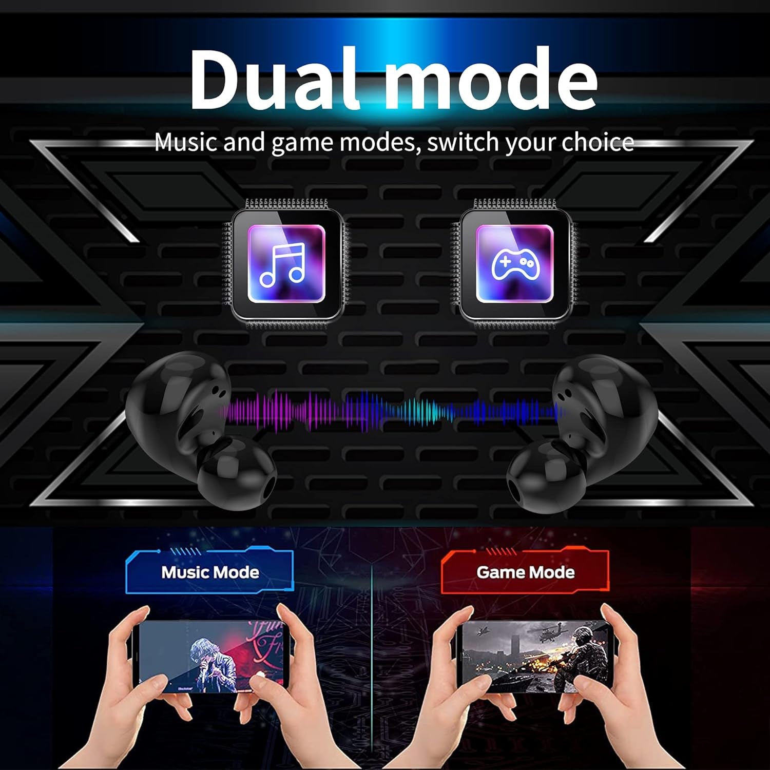 Ture Wireless Earbuds Gaming Bluetooth Earbuds Touch Control In-Ear Headphones with Charging Case Noise Reduction 36H Playtime Kids Earphones,No Delay Sports Earbuds for Iphone/Android