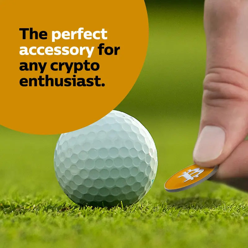 Bitcoin Golf Ball Marker All Metal - Value Pack of 5 - Works with Most Hat Magnet Clips and Divot Repair Tools with Magnetic Holder, Men and Women Golf Gift Accessories - Orange Ball Markers (3 Pack)