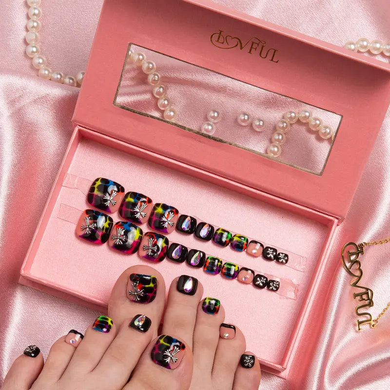 20PCS SIZE FREE Lovful Acrylictoes Handmade Press on Feet Nails Pedicure Acrylicnailtoes (RY)