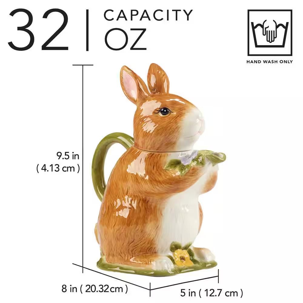 Charming Easter Meadow 3-D Bunny Teapot - Perfect for Spring Celebrations and Tea Time