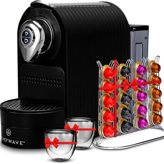 Espresso Machine for Nespresso Capsules (Black) with Holder and Cups
