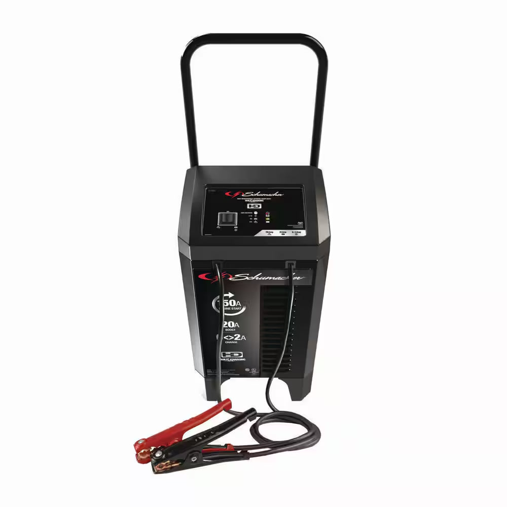 Power Up Your Ride with the Ultimate Wheeled 150A Car Battery Charger and Engine Starter - Fast 20A Boost for All Your Automotive and Marine Needs