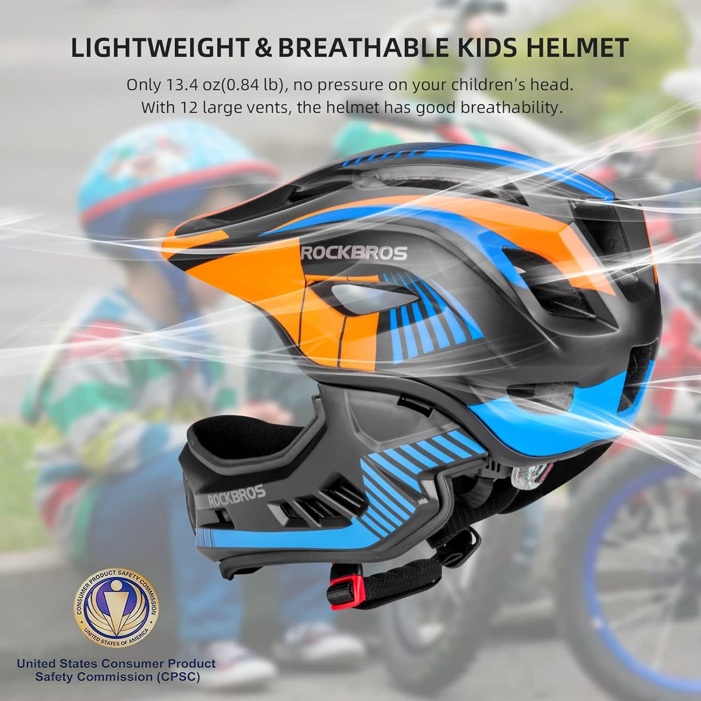 Kids Full Face Helmet Kids Bike Helmets Lightweight Toddler Mountain Bike Helmet Detachable for MTB BMX Skating Cycling Scooter Safety Bicycle Helmets for Youth Child Boys Girls Ages 3-16