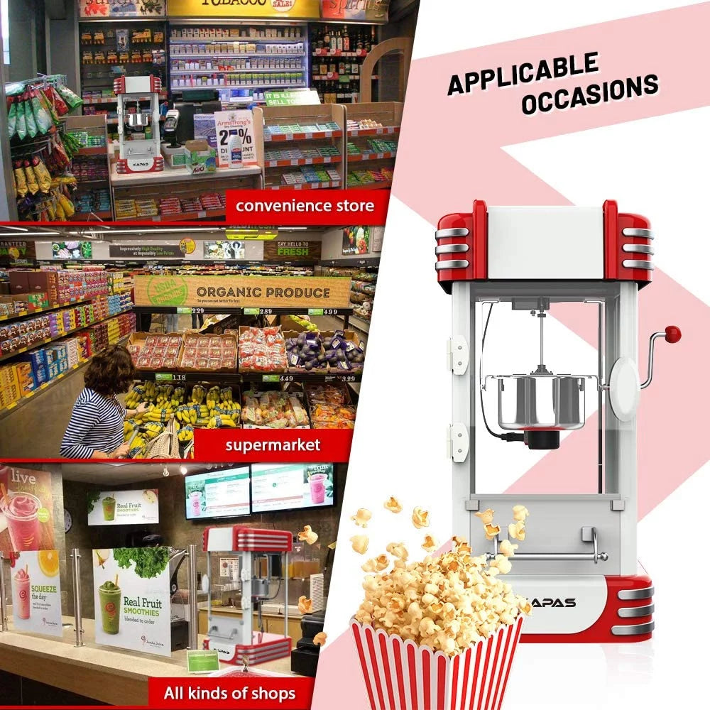 Popcorn Machine, Red Tabletop Popcorn Maker with Accessories