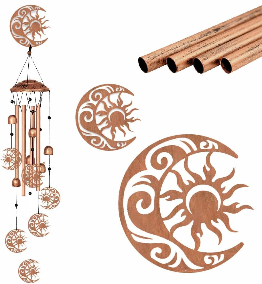 Enchanting Sun and Moon Wind Chimes - Perfect for Your Garden, Patio, or Home Decor