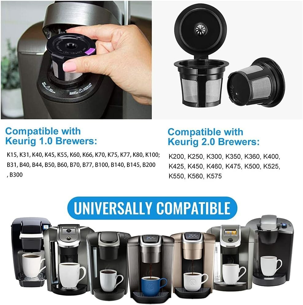 Reusable K Cups for Keurig 2.0 & 1.0 - Eco-Friendly Coffee Filters, Set of 4