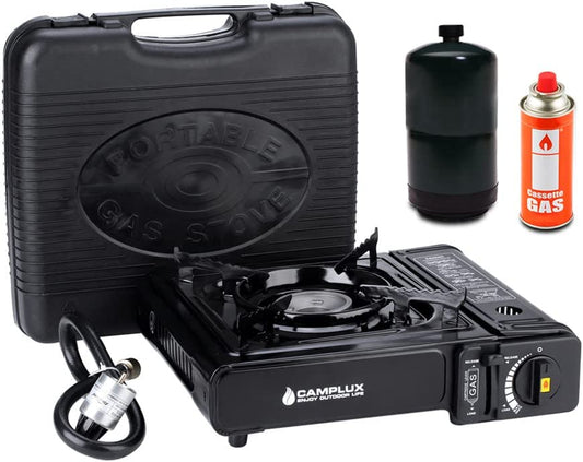 Dual Fuel Propane & Butane Stove with Carrying Case, Portable Camping Stoves with CSA Certification