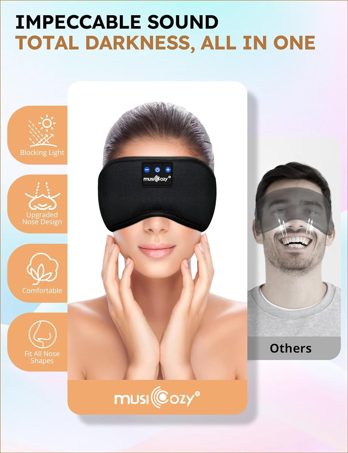 Sleep Headphones Bluetooth 5.2 Headband Sleeping Eye Mask for Mom Women Men Wireless Music Earbuds Earphones for Side Sleepers Built-In HD Speakers Cool Gadgets Unique Gifts