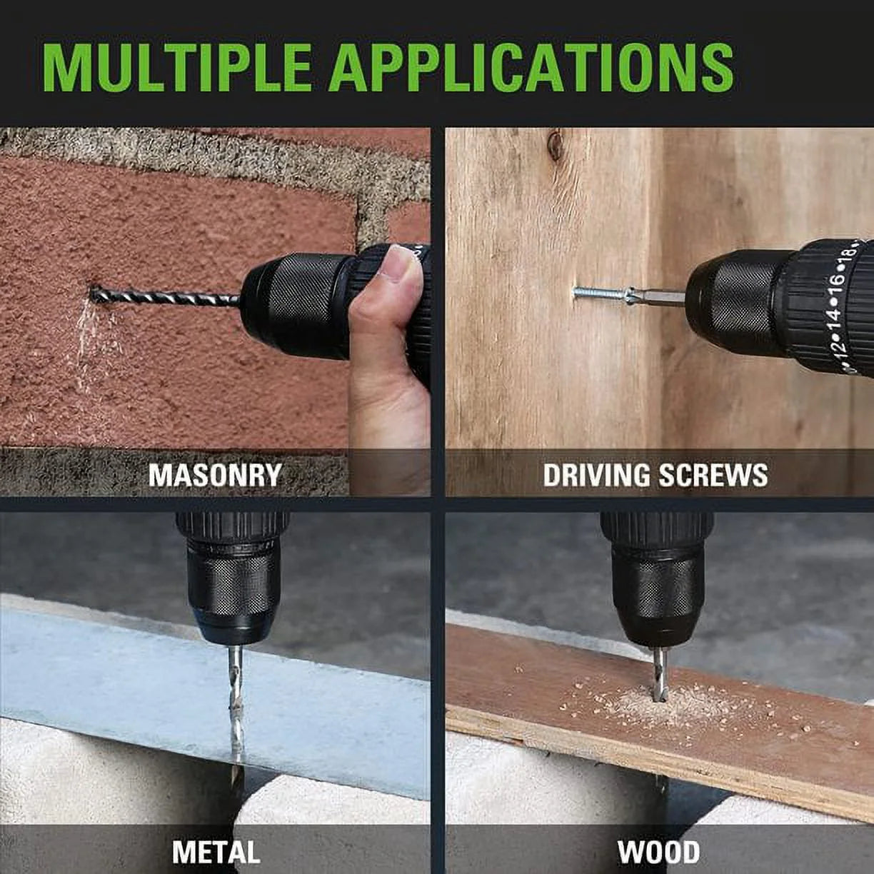 Unleash Your DIY Potential with the 24V Brushless Cordless Hammer Drill & 5 Piece Bit Set – Includes 2.0 Ah Battery & Charger!