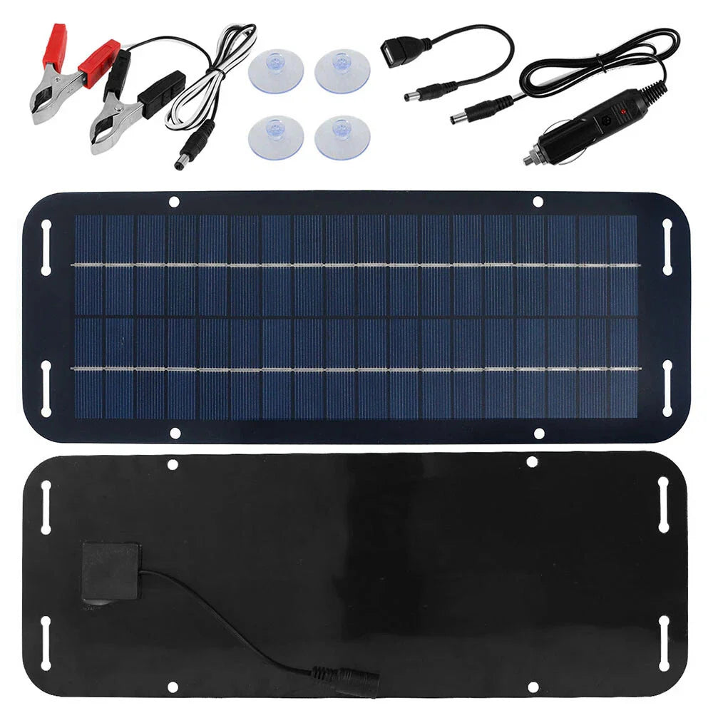 30W High-Efficiency Solar Panel Kit - 12V Trickle Charger for Boats, Cars, and RVs
