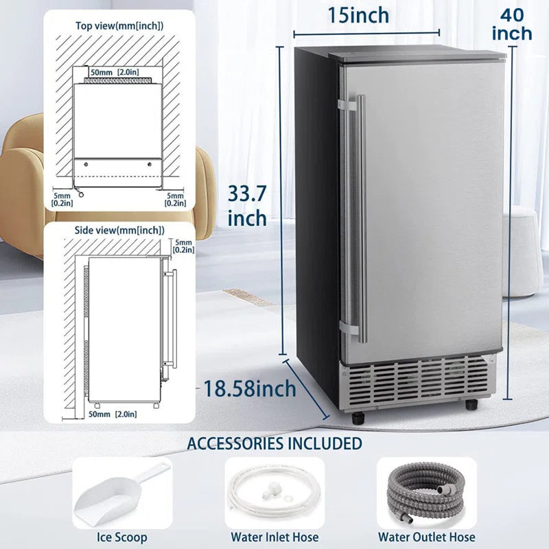 80 Lb. Daily Production Cube Clear Ice Freestanding Ice Maker