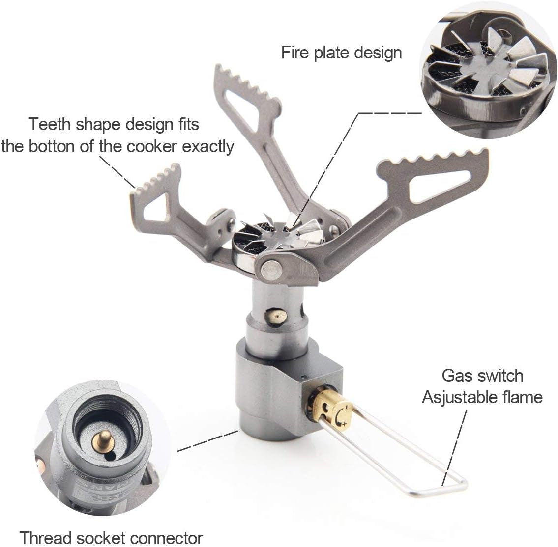 3000T Backpacking Stove Camping Stove Pocket Stove Portable Propane Stove Ultralight Mini Stove with 1 Extra Backup O-Ring