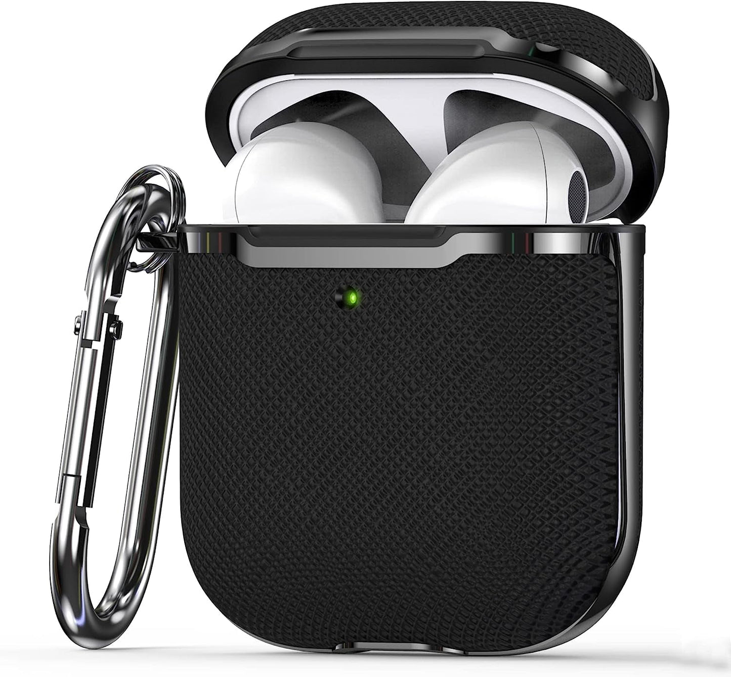 "Stylish & Durable Canvas AirPods Case with Keychain – Perfect Protection for Your Apple AirPods 1st & 2nd Gen! 🖤✨"
