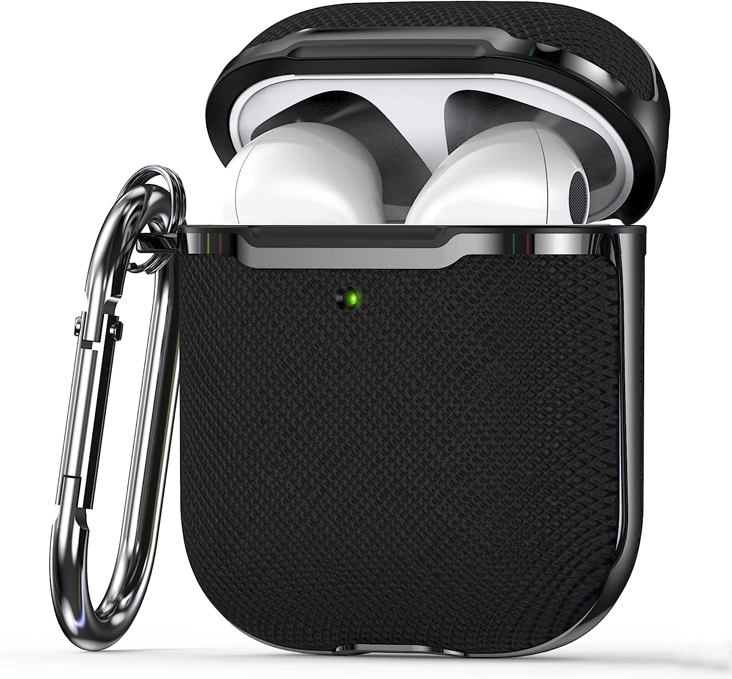 "Stylish & Durable Canvas AirPods Case with Keychain – Perfect Protection for Your Apple AirPods 1st & 2nd Gen! 🖤✨"