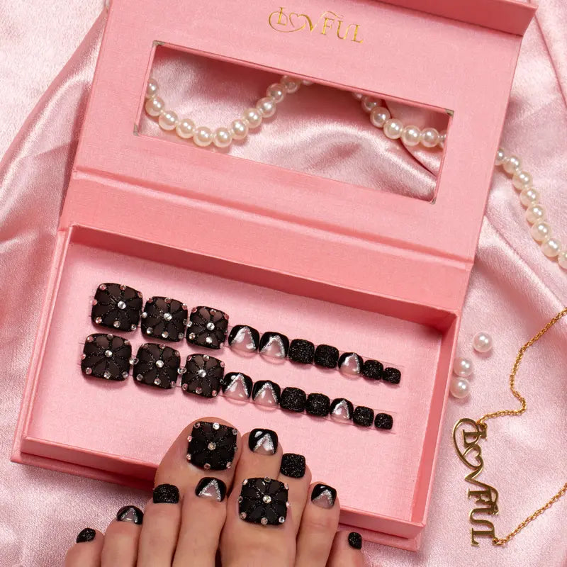 20PCS SIZE FREE Lovful Acrylictoes Handmade Press on Feet Nails Pedicure Acrylicnailtoes (RY)