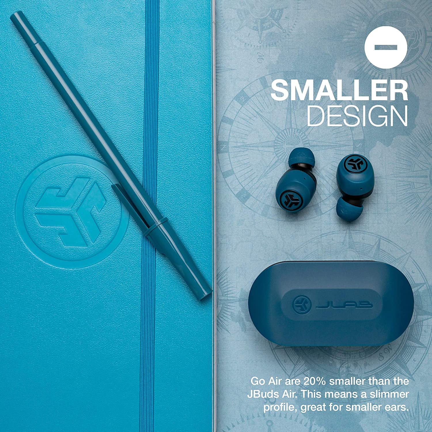 Go Air True Wireless Bluetooth Earbuds + Charging Case, Dual Connect, IP44 Sweat Resistance, Bluetooth 5.0 Connection, 3 EQ Sound Settings Signature, Balanced, Bass Boost (Blue)