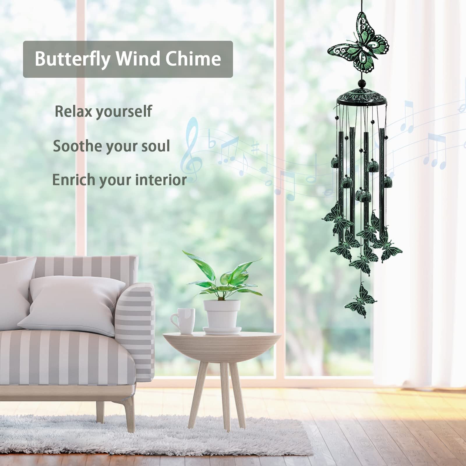 Enchanting 33" Butterfly Wind Chimes - Perfect Outdoor Gift for Moms, Grandmas, and Garden Lovers