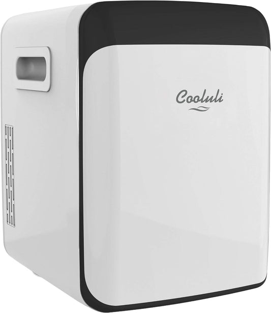 15L Mini Fridge for Bedroom - Car, Office Desk & College Dorm Room - 12V Portable Cooler & Warmer for Food, Drinks, Skincare, Beauty, Makeup & Cosmetics - AC/DC Small Refrigerator (White)