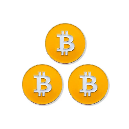 Bitcoin Golf Ball Marker All Metal - Value Pack of 5 - Works with Most Hat Magnet Clips and Divot Repair Tools with Magnetic Holder, Men and Women Golf Gift Accessories - Orange Ball Markers (3 Pack)