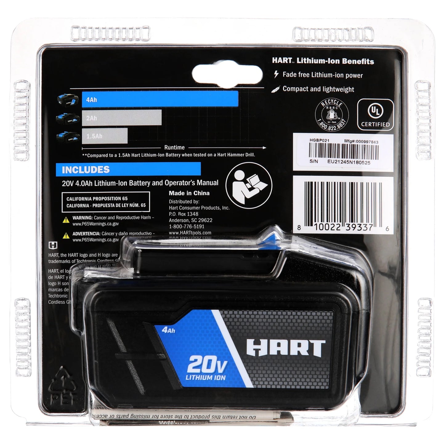 Power Up Your Projects with the HART 20V Lithium-Ion 4.0Ah Battery - Ultimate Compatibility and Performance!