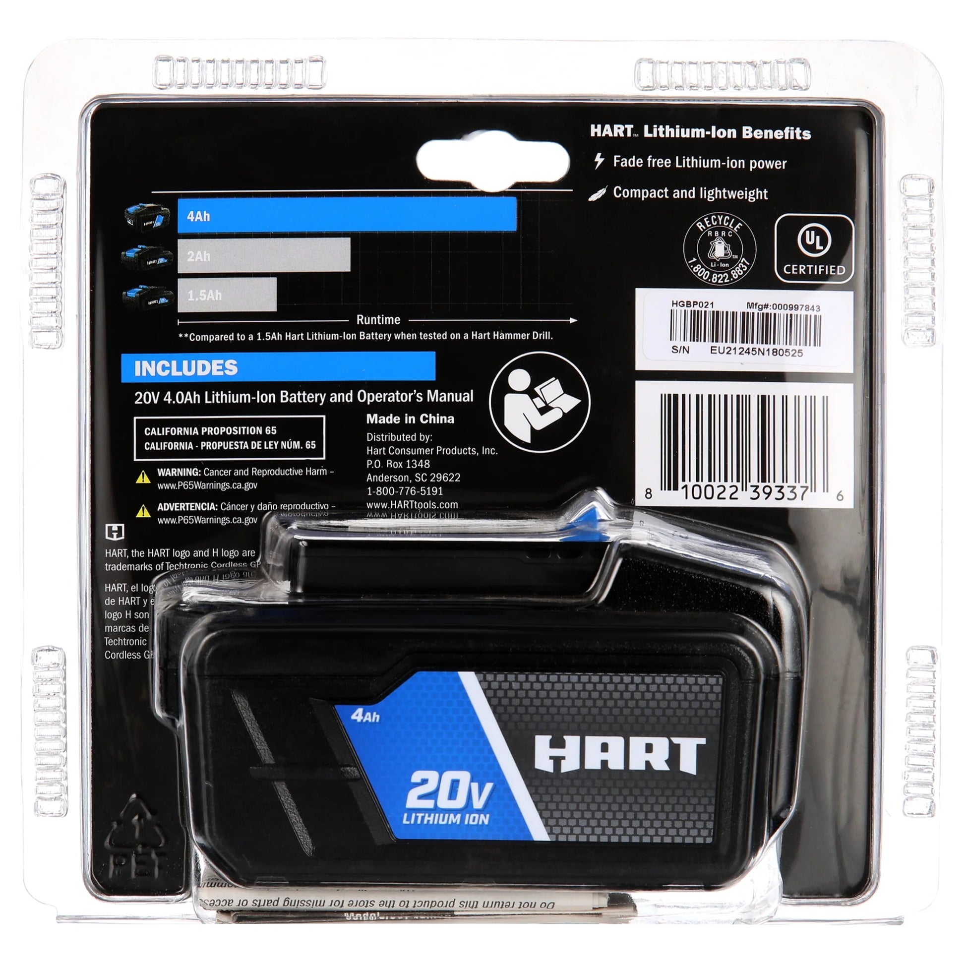 Power Up Your Projects with the HART 20V Lithium-Ion 4.0Ah Battery - Ultimate Compatibility and Performance!