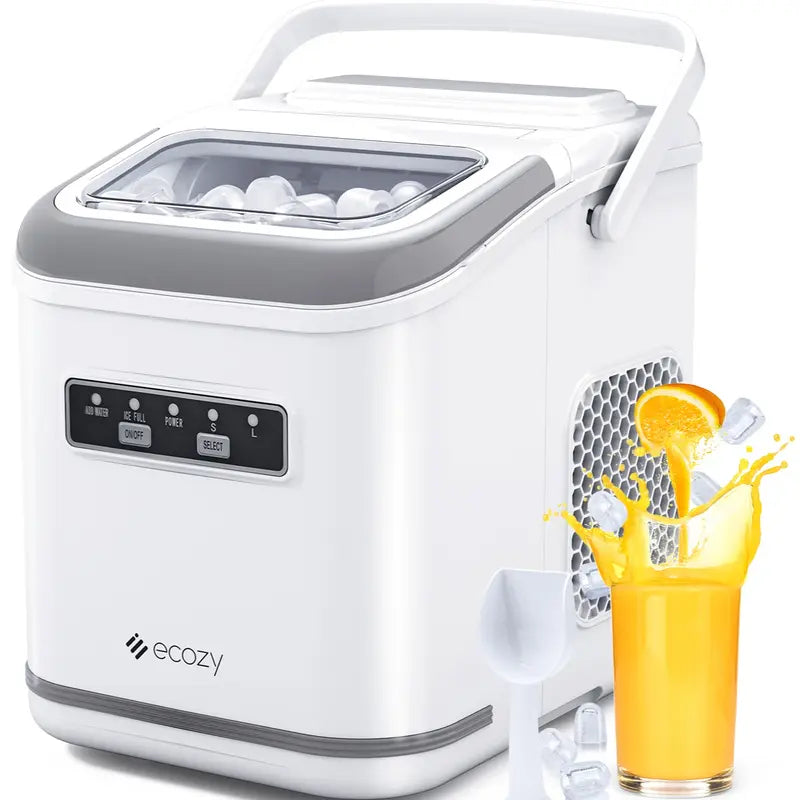 Ice Maker, Ecozy Portable Ice Maker, 26Lb, Cube Ice 9 in 6Min, Self-Cleaning,Ice Bags/Standing Ice Scoop/Ice Basket Kitchen Utensils