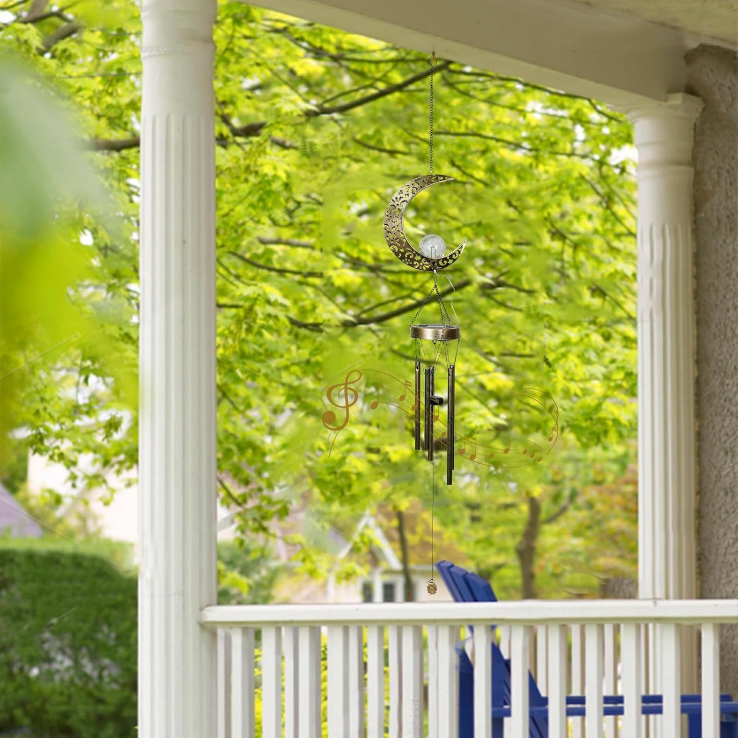 Enchanting Solar Moon Wind Chimes - Illuminate Your Porch with Elegant Sound and Light