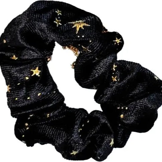 Velvet Hair Scrunchie with Sparkly Stars - Available in 3 Colors