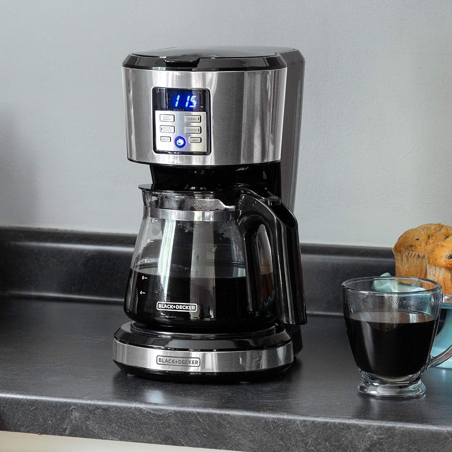 Experience Bold Flavor with the Programmable 12-Cup Coffee Maker Featuring Exclusive Vortex Technology in Sleek Silver