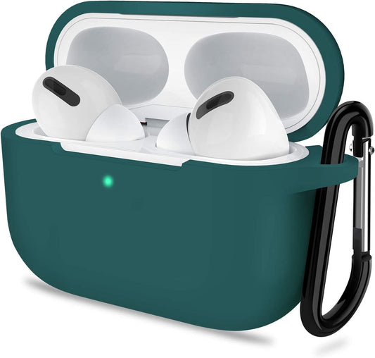 Stylish Midnight Green Silicone Case for AirPods Pro with Keychain - Perfect Protection for 2019/2022 Models!