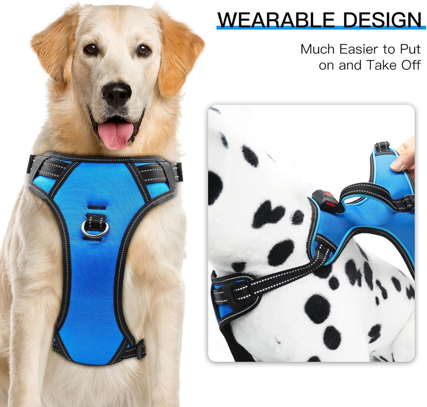 Illuminate Your Dog's Adventures with the LED Dog Harness - Adjustable, Reflective, and Comfortable for Large Dogs in Blue