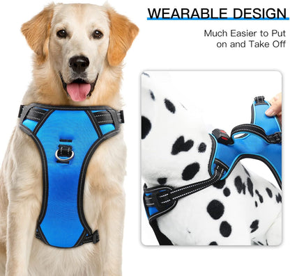 Illuminate Your Dog's Adventures with the LED Dog Harness - Adjustable, Reflective, and Comfortable for Large Dogs in Blue