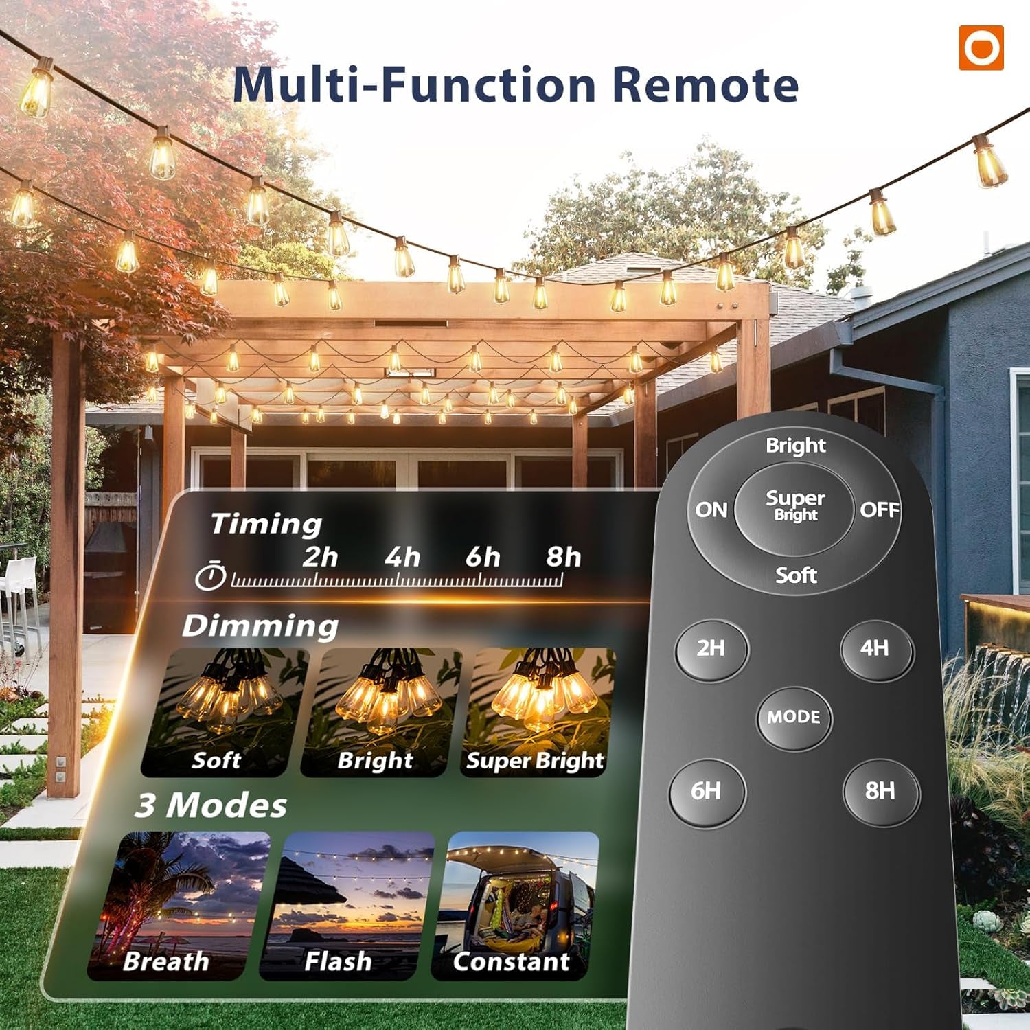 Transform Your Outdoor Space with 102FT Solar String Lights - Remote Controlled, Waterproof, and Dimmable for Ultimate Ambiance