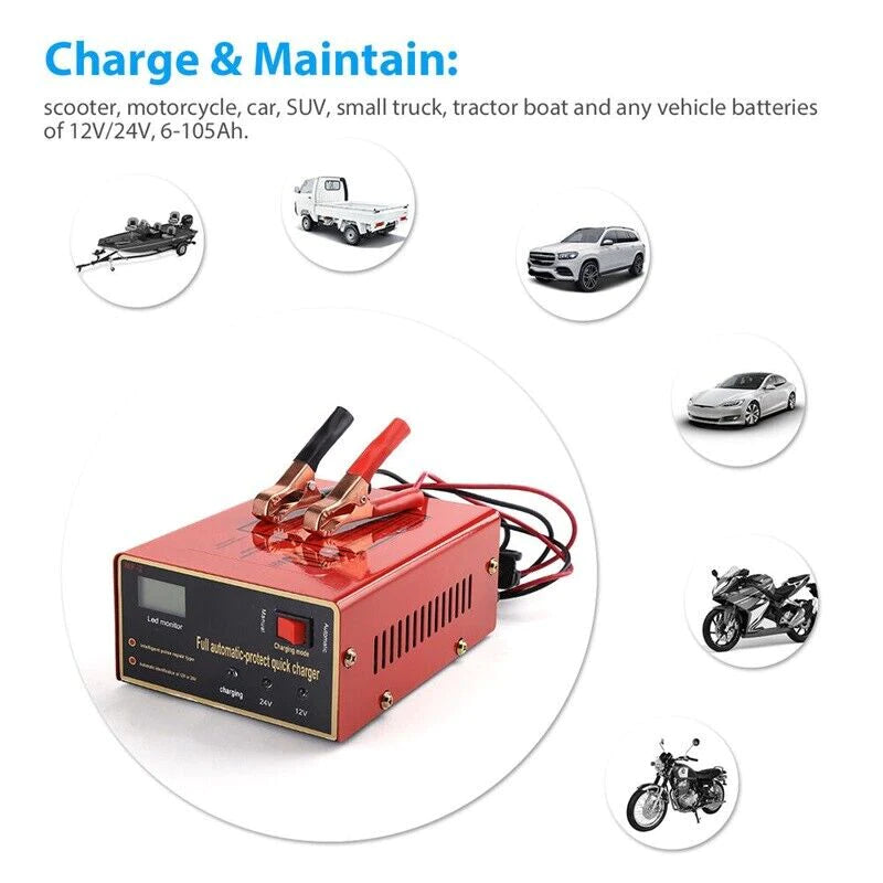 Power Up Your Electric Car with Our Maintenance-Free 12V/24V Battery Charger - 10A, 140W Output for Ultimate Convenience